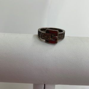 Michael Kors Brown Pave Crystal Buckle Ring